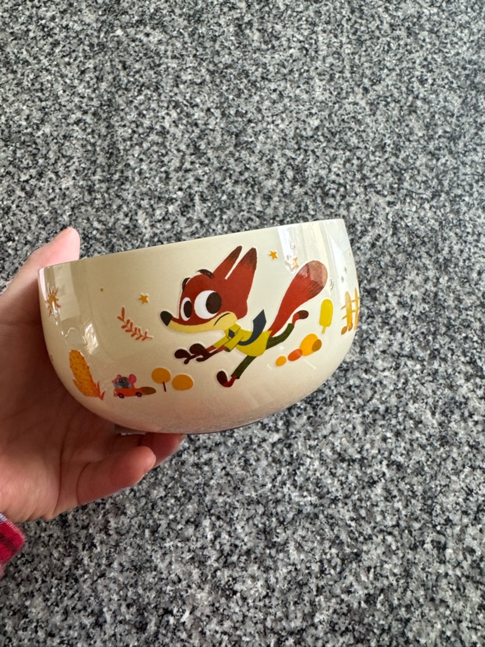 Cute Cartoon Fox Ceramic Bowl in Cream and Rust